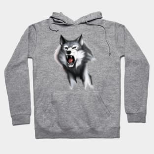 Cute Fierce Wolf Drawing Hoodie